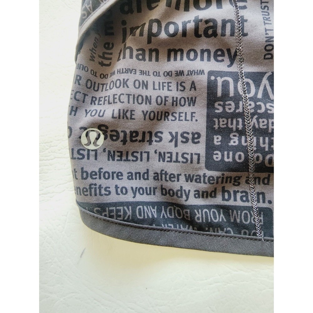 Lululemon Run SPEED SHORTS Classic Manifesto Deep Coal Black Script 6 RARE - Picture 4 of 6